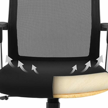 SONGMICS Bürostuhl mit Netzrückenlehne Chefsessel Bürodrehstuhl Drehstuhl höhenverstellbar Wippfunktion, schwarz, OBN83B - 7