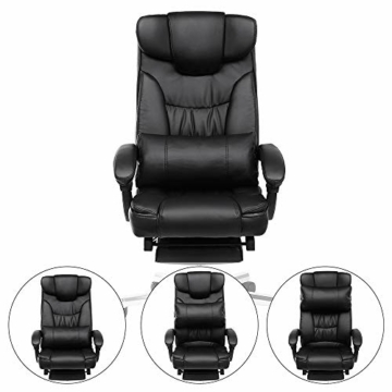 SONGMICS Erstellt, Luxus Bürostuhl mit klappbarer Kopfstütze ausziehbarer Fußablage Extra großer orthopädischer Chefsessel ergonomischer Gaming Stuhl schwarz OBG75B, Lederimitat, 91,4 x 66,4 x 37,4 cm - 6