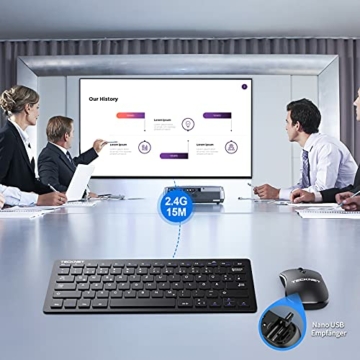 TECKNET Kabelloses Tastatur Maus Set, Deutsch QWERTZ Layout, 2.4 GHz Funk Mini Tastatur Mouse, 15m Reichweite Wireless Verbindung, Wireless Leise Funktastatur mit Maus für PC, Laptop, Smart TV - 5