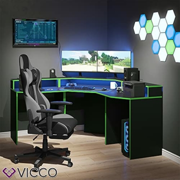 Vicco Gaming Desk Schreibtisch Kron Gamer PC Tisch Computertisch Bürotisch Set (Computertisch Set 1) - 4