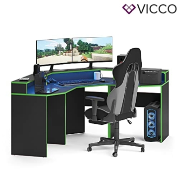 Vicco Gaming Desk Schreibtisch Kron Gamer PC Tisch Computertisch Bürotisch Set (Computertisch Set 1) - 7