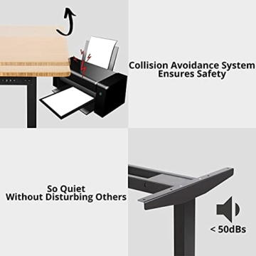 ALLDREI höhenverstellbarer Schreibtisch elektrisch stufenlos höhenverstellbarer Tisch Mit 4 Speicher-Steuerung, 2 Motoren, 2-Fach-Teleskop (Schwarz) - 7