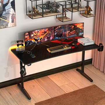 Amazon Brand - Umi Gaming Tisch I Shape Gaming Schreibtisch Computer Tisch PC für Heim und Büro 152×70CM Schwarz - 2