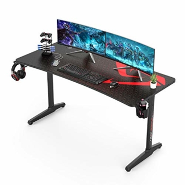 Amazon Brand - Umi Gaming Tisch I Shape Gaming Schreibtisch Computer Tisch PC für Heim und Büro 152×70CM Schwarz - 1