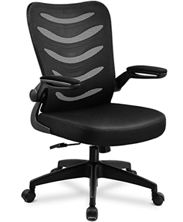 COMHOMA Bürostuhl Schreibtischstuhl Ergonomischer Drehstuhl inkl. Armlehnen(klappbar), Sitz(höhenverstellbar), Office Stuhl aus Stoff, Schwarz - 1