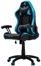 ELITE Pulse - Gaming Stuhl für Kinder - Kunstleder - Ergonomisch - Racer - Drehstuhl - Chair - Bürostuhl - Schreibtischstuhl - Gamer-Design (Schwarz/Blau) - 1