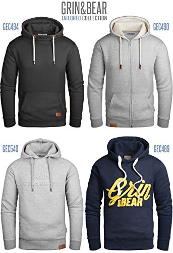 Grin&Bear Herren Kapuzenpullover Kapuzenjacke Hoodie mit hoch abschließendem Kragen GEC494 (M, Anthrazit) - 5