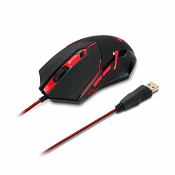 Redragon M601 Wired Gaming Mouse, Ergonomic, Programmable 6 Buttons, 3200 DPI with Red LED Mouse for Windows PC Games - Black - 6
