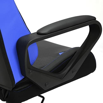 SONGMICS Gaming Stuhl, Schreibtischstuhl, Computerstuhl, Bürostuhl, abnehmbare Kopfstütze, Lendenkissen, höhenverstellbar, Wippfunktion, bis 150 kg belastbar, ergonomisch, schwarz-blau RCG011B02 - 6