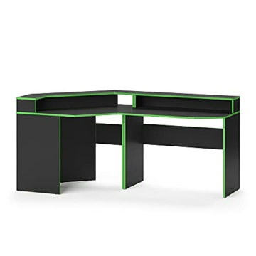 Vicco Gaming Desk Schreibtisch Kron Gamer PC Tisch Computertisch Bürotisch (Computertisch Set 3, Schwarz-Grün) - 1