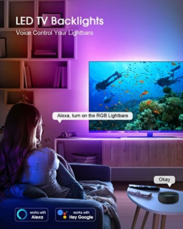 Alexa Lightbars(2er Pack), LED Ecklampe Stehlampe Wohnzimmer Gaming Deko, 16 Mio. RGB Dimmbar Nachttischlamp / Tischlampe für Wand/Zimmer/TV Nachrüsten Lampe, Sync mit Musik, Work mit Alexa &Google - 4
