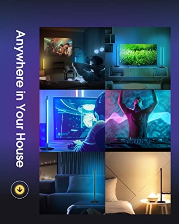 Alexa Lightbars(2er Pack), LED Ecklampe Stehlampe Wohnzimmer Gaming Deko, 16 Mio. RGB Dimmbar Nachttischlamp / Tischlampe für Wand/Zimmer/TV Nachrüsten Lampe, Sync mit Musik, Work mit Alexa &Google - 8