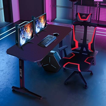 AuAg Gaming Tisch 140 cm, Groß Gaming Schreibtisch for PC Ergonomischer Gamer Tisch, Schwarz Computertisch mit Getränkehalter und Kopfhöreranschluss (140 X 60 cm) - 7