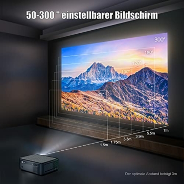 Beamer, Full HD 1080P 9500 Lumen Beamer 5G WiFi Bluetooth Beamer Unterstützung 4K Video, LED Heimkino Video Beamer 300 '' Display, kompatibel mit Fire Stick,Smartphone,PS5 Projektor - 6