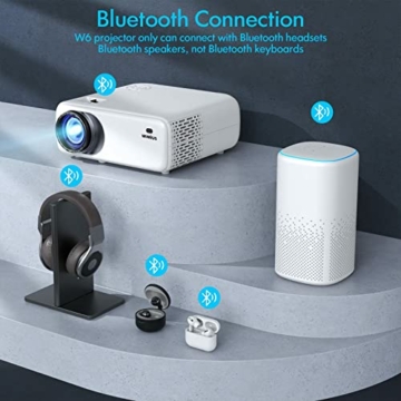 Beamer Full HD 5G WiFi Bluetooth, 9500 Lumen Native 1080P Beamer 4K Video Unterstützt WiMiUS W6 LED Heimkino WLAN Projektor mit Tragetasche, 350