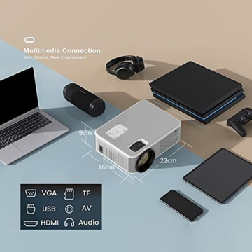 Beamer, Native 1080P 5G WiFi Bluetooth Projektor 8000 Lumen, Glisogo Mini Beamer Full HD 4K Unterstützt, Heimkino Video Beamer 300