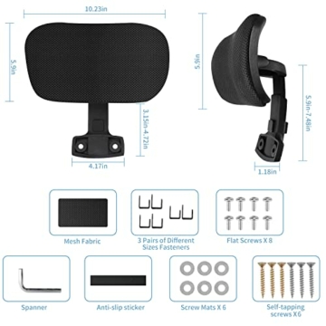 Bürostuhl Verstellbarer Kopfstütze Universal, Kopfstützkissen für jeden Schreibtischstuhl, elastisches Schwammkopfkissen für Chefsessel, höhen- und winkelverstellbar gepolstert, kein Stuhlinklusive - 3