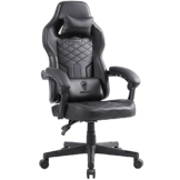 Dowinx Gaming Stuhl Racing Gamer Stuhl mit Frühling Kissen, Ergonomischer Gaming Sessel mit Massage Lendenwirbelstütze, Bürostuhl PU Leder PC-Stuhl Verbreiterte Rückenlehne 180KG (Schwarz) - 1