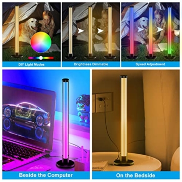 ELOUYCKE Smart LED Lightbar 2er Set, RGB Smart LED Lampe TV Hintergrundbeleuchtung Gaming Lampe funktioniert Sync mit Musik und APP Control Steuerung für Gaming, Filme, PC, TV, Raumdekoration - 2