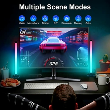 ELOUYCKE Smart LED Lightbar 2er Set, RGB Smart LED Lampe TV Hintergrundbeleuchtung Gaming Lampe funktioniert Sync mit Musik und APP Control Steuerung für Gaming, Filme, PC, TV, Raumdekoration - 3
