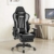 EUGAD Gaming Stuhl mit Fußstütze Racing Stuhl Drehstuhl Bürostuhl Schreibtischstuhl PC Stuhl mit Wippfunktion Höhenverstellbar Kunstleder Grau 0074BGY - 3