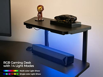 EUREKA ERGONOMIC Gaming Tisch, 182×76 cm Groß Gaming Schreibtisch mit Led ，Computertisch Mit Tastaturablage, Monitorständer, Kopfhöreraufhänger, Getränkehalter, für Home Office und Live-Streaming - 4