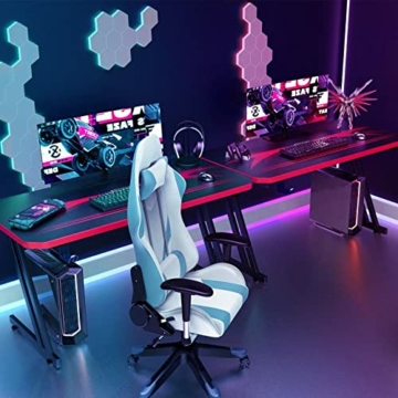 Gaming Schreibtisch, Stabiler und Langlebiger PC Schreibtisch mit Viel Platz, Gaming Tisch mit Kopfhörerhalter, Getränkehalter, 140cm × 60cm Schreibtisch - 3