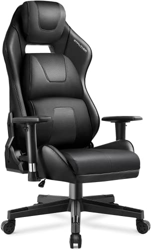 GTPLAYER Gaming Stuhl Bürostuhl Schreibtischstuhl Chefsessel Drehstuhl PC-Stuhl Racing Stuhl Höhenverstellbar Innovative Ergonomischer Stuhl mit Breiten Kopf- Rücken-&Lendenwirbelkissen (Schwarz) - 1