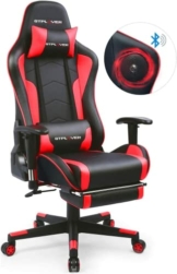 GTPLAYER Gaming Stuhl mit Fußstützen Lautsprecher Bluetooth Musik Computerstuhl Schreibtischstuhl Stuhl Ergonomischer Schwarz-Rot - 1