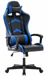 IntimaTe WM Heart Gaming Stuhl, Bürostuhl mit Verstellbarem Kopfkissen und Lendenkissen, Ergonomischer Schreibtischstuhl, Racingstuhl mit Hoher Rückenlehne Blau, 52D x 49W x 130H cm - 1