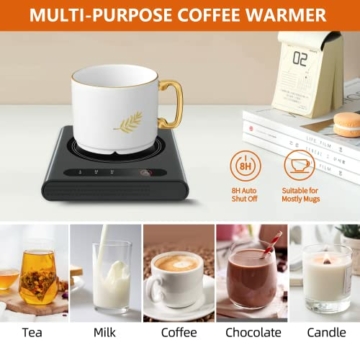 Kaffeetassenwärmer Tassenwärmer für Schreibtisch Elektrischer Kaffeewärmer mit 3 Temperatureinstellungen Teewärmer Getränkewärmer 8h Auto Abschaltung Kaffeeheizung für Schreibtisch Büro - 5