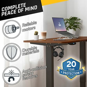 KLIM K120E Standing Desk + Höhenverstellbarer Schreibtisch 120 x 60 cm + Schreibtisch Höhenverstellbar Elektrisch mit Langlebigen Materialien + Einfache Installation + NEU 2022 (Walnuss) - 6