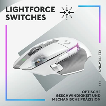 Logitech G G502 X Plus Lightspeed Kabellose RGB-Gaming-Maus - Optische Maus mit LIGHTFORCE Hybridschaltern, LIGHTSYNC RGB, Hero 25K Gaming-Sensor, Kompatibel mit PC - macOS/Windows - Weiß - 2