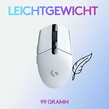 Logitech G305 LIGHTSPEED kabellose Gaming-Maus mit HERO 12K DPI Sensor, Wireless Verbindung, 6 programmierbare Tasten, 250 Stunden Akkulaufzeit, Leichtgewicht, PC/Mac - Weiß - 4