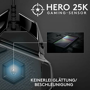 Logitech G502 HERO Gaming-Maus Special Edition mit HERO 25K DPI Sensor, RGB-Beleuchtung, Gewichtstuning, 11 programmierbare Tasten, anpassbare Spielprofile, PC/Mac - Schwarz/Weiß - 2