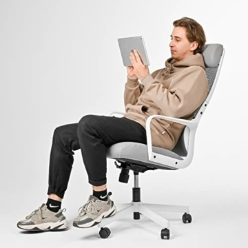 MELOKEA Bürostuhl ergonomisch, Schreibtischstuhl mit Höhenverstellung, Bürostuhl 150kg Grau - 6