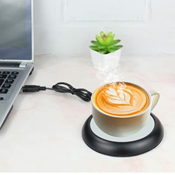 MQ USB-Tassenwärmer, Kaffeewärmer mit Rutschfester Unterseite, Teewärmer-Untersetzer für Zuhause, Büro, Schreibtisch (schwarz) - 7