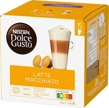 NESCAFÉ Dolce Gusto Latte Macchiato, Vorratsbox, 90 Kaffeekapseln (Aromatischer Espresso, 3-Schichten -Köstlichkeit aus feinem Milchschaum, Aromaversiegelte Kapseln), 3er Pack (3 x 30 Kapseln) - 2