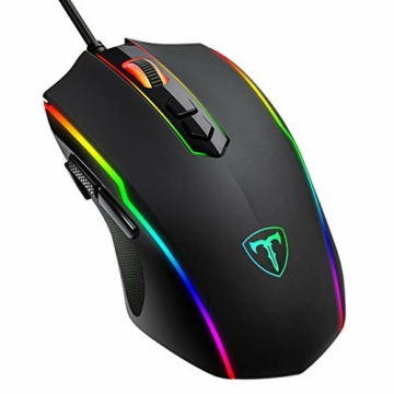 RGB Gaming Maus,Vollion PC Gamer Maus mit 8 Programmierbare Tasten 7200DPI/RGB-Beleuchtung/Anpassbare Spielprofile,USB-Wired Maus mit ergonomisches Design für MMO, MOBA oder FPS Games für PC/Mac - 1