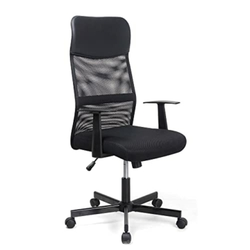T-THREE.Verstellbarer Bürostuhl mit hoher Rückenlehne, ergonomischer Netz-Drehstuhl, Bürostuhl, Schreibtischstuhl, Kopfstütze und Lendenwirbelstütze, höhenverstellbar, 360°-Dreh-Wippfunktion - 1
