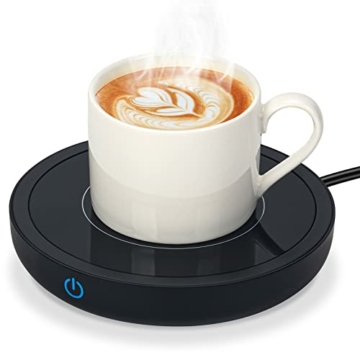 Tassenwärmer Getränkewärmer mit Elektrisch Warmhalteplatte bis zu 80℃ für den Schreibtisch, Kaffeetassenwärmer mit 3 Temperatureinstellungen zum Erhitzen von Kaffee, Tee, Milch, Kakao (Schwarz) - 1