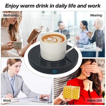 Tassenwärmer Getränkewärmer mit Elektrisch Warmhalteplatte bis zu 80℃ für den Schreibtisch, Kaffeetassenwärmer mit 3 Temperatureinstellungen zum Erhitzen von Kaffee, Tee, Milch, Kakao (Schwarz) - 7