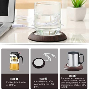 Tassenwärmer USB, Getränkewärmer Kaffeewärmer mit Rutschfester Basis, Kaffeetassenwärmer für Milch/Kaffee/Tee mit Elektrischer Heizplatte, Mug Warmer Beheizter Untersetzer für Home Office - 4
