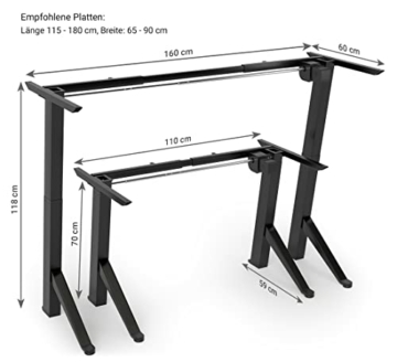 Tischgestell höhenverstellbar elektrisch, höhenverstellbarer Schreibtisch Gestell, Gaming Tisch höhenverstellbar schwarz - Ultimate Setup® - 5