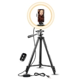 UBeesize ringlicht mit stativ,10”Selfie Ringlicht mit 50”Stativ für Live Stream/Makeup/YouTube Video/Fotografie Schwarz - 1