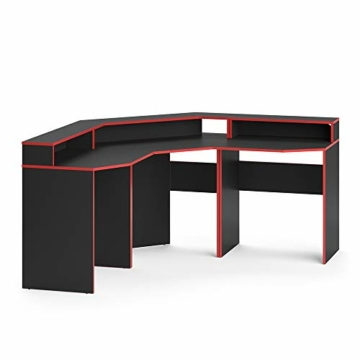 Vicco Gaming Desk Schreibtisch Kron Gamer PC Tisch Computertisch Bürotisch (Computertisch Set 1, Schwarz-Rot) - 1