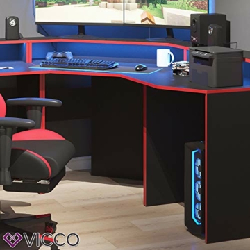 Vicco Gaming Desk Schreibtisch Kron Gamer PC Tisch Computertisch Bürotisch (Computertisch Set 1, Schwarz-Rot) - 5