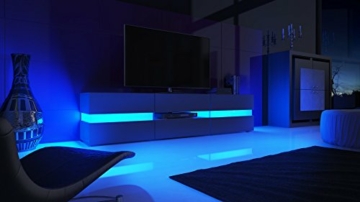 Vladon Lowboard Flow, TV-Kommode mit Ambient Light Verglasung mit 2 Türen, 1 Schublade und 1 Klappe, Schwarz matt/Schwarz Hochglanz, inkl. LED-Beleuchtung (177 x 45 x 39 cm) - 4