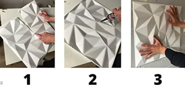 3D Wandpaneele Dekoren Wandverkleidung Deckenpaneele Platten Paneele Wanddeko Wandtattoos POLYSTYROL MATERIAL STYROPOR ARTIG 3D /2m²-8PCS Diamant White 3mm stärke - 7