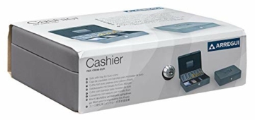 ARREGUI Cashier C9246-EUR Geldkassette mit Eurozähleinsatz und Scheineinsatz,Geldbox aus Stahl, 30cm breit, Geldkassette mit Münzzählbrett und Scheinfächern,Kasse mit Zählbrett für Münzen, Graphitgrau - 11